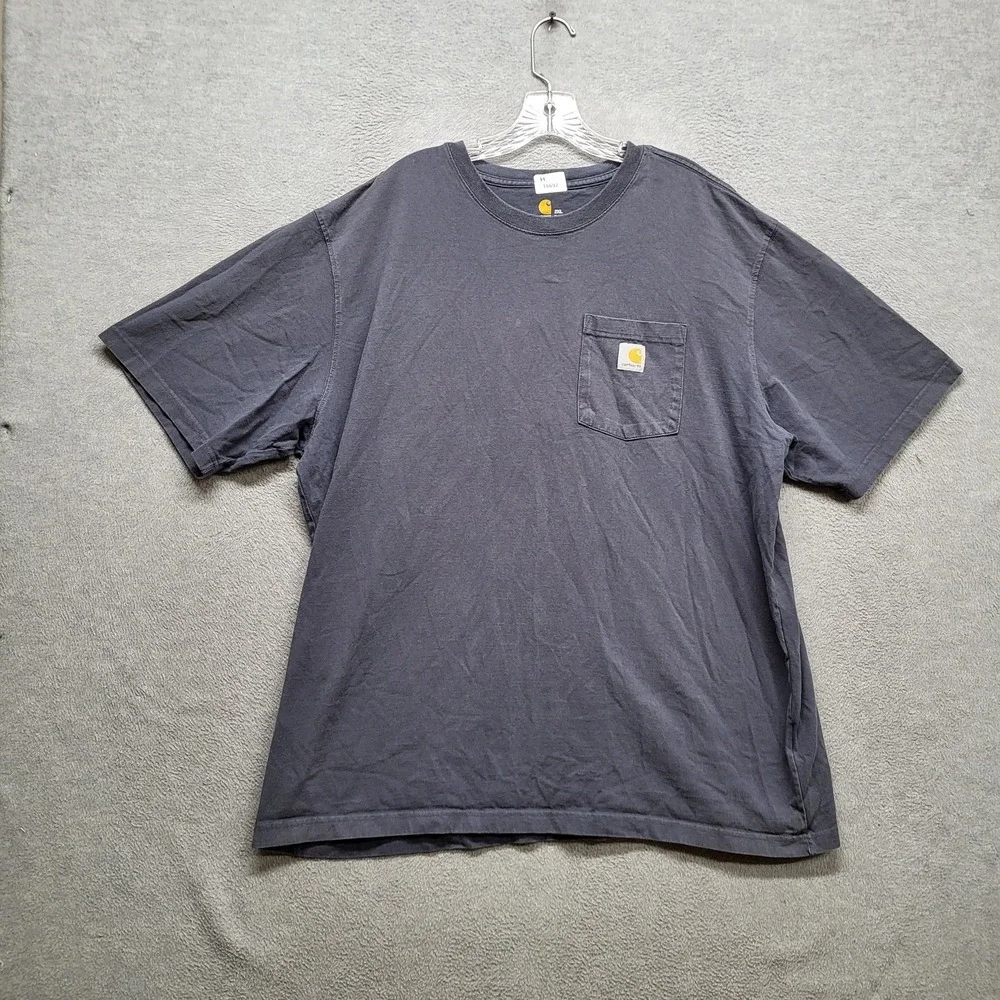 Carhartt Men Shirt 2XL Gray K87‎ Workwear Logo Short Sleeve
